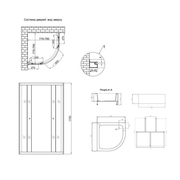 Душова кабіна Lidz Latwa SC80x80.SAT.MID.GR, скло тоноване 4 мм без піддона LLSC8080SATMIDGR2 фото