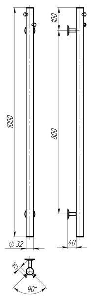 Рушникосушарка електрична Chloe 30x1000 Deffi нержавіюча сталь (Хром, JD03) C.MK.100.30.E.C.U.1 фото