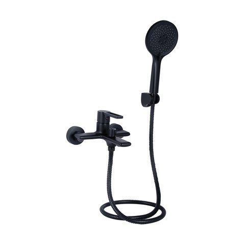 Змішувач для ванни Qtap Taurus (з душовим гарнітуром) QTTAU259BLM45662 Black Matt QTTAU259BLM45662 фото
