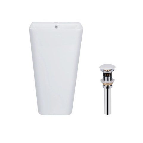 Комплект Qtap Tern: Раковина напольна моноблок 440х380х830 мм White + Донний клапан PU02O QT1711G302WN47320 фото