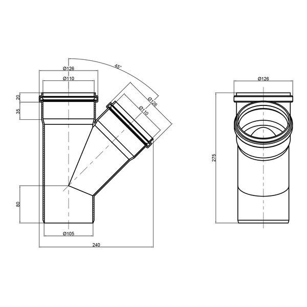 Трійник PPR каналізаційний TA Sewage 110, 45&deg; TASTRPP45110 фото