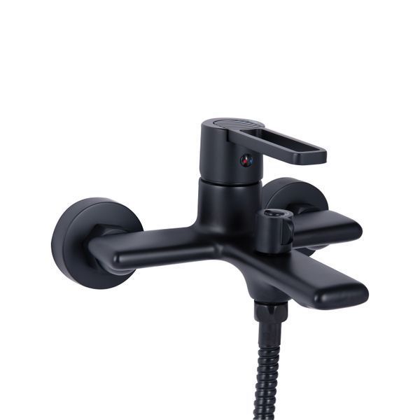 Змішувач для ванни Qtap Taurus (з душовим гарнітуром) QTTAU259BLM45662 Black Matt QTTAU259BLM45662 фото