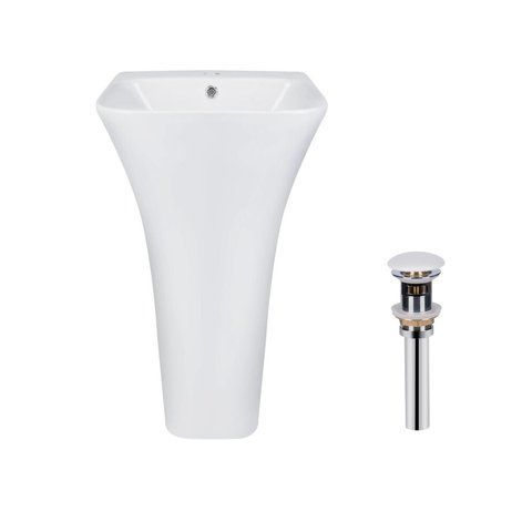 Комплект Qtap Crow: Раковина напольна моноблок 450x435x835 мм White + Донний клапан PU02O QT0511G315WN47321 фото