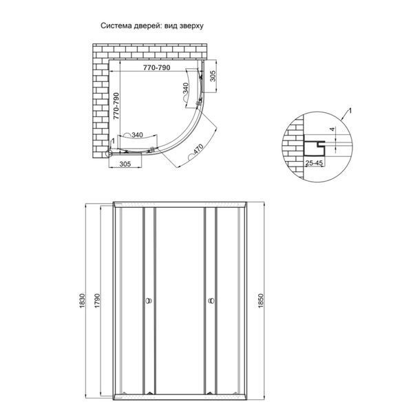 Душова кабіна Lidz Latwa SC80x80.SAT.LOW.GR, скло тоноване 4 мм без піддона LLSC8080SATLOWGR2 фото