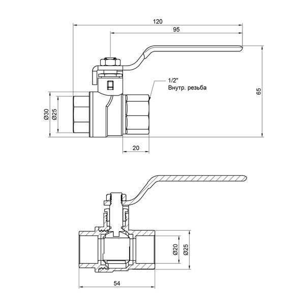 Кран кульовий SD Forte 1/2" ВР для води (ручка) SF600W15 SF600W15 фото