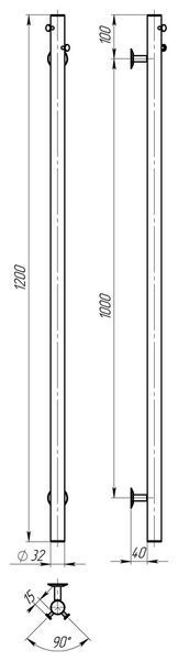Рушникосушарка електрична Chloe 30x1200 Deffi нержавіюча сталь (Хром, JD03) C.MK.120.30.E.C.U.1 фото