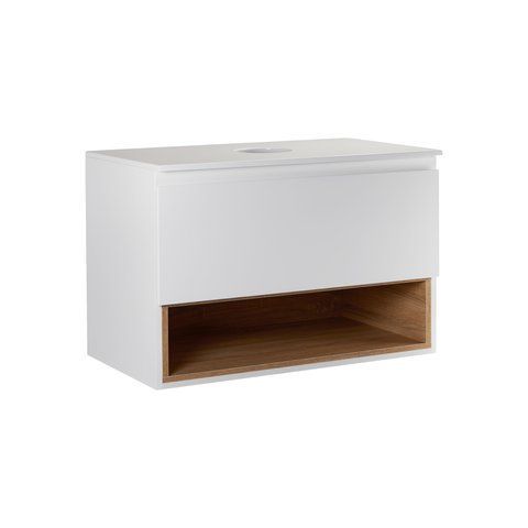 Тумба підвісна Qtap Robin 700х476х437 White/Whitish oak зі стільницею QT1379TPН7001WWO QT1379TPН7001WWO фото