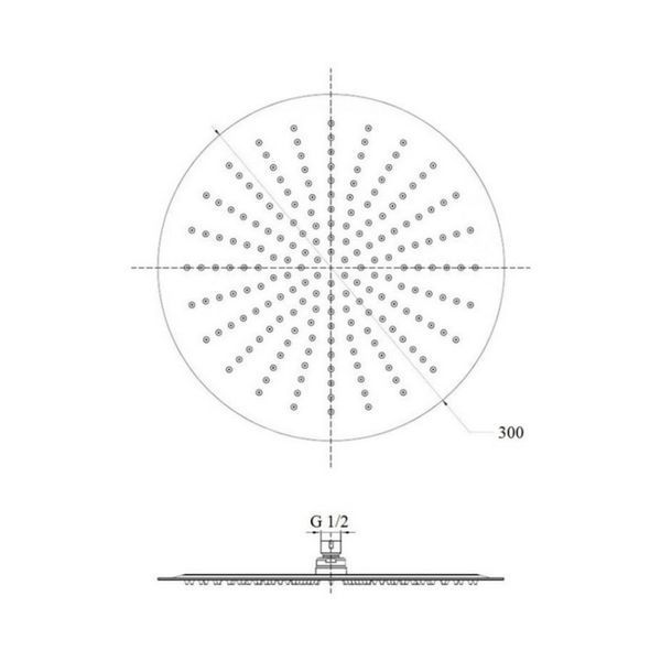 Лійка для верхнього душу Лейки Lidz Лейка 130 300 мм округла LDNIA130NKS32451 Nickel LDNIA130NKS32451 фото