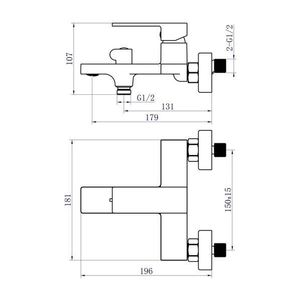 Змішувач для ванни Qtap Gemini (з душовим гарнітуром) QTGEM259BLM45682 Black Matt QTGEM259BLM45682 фото