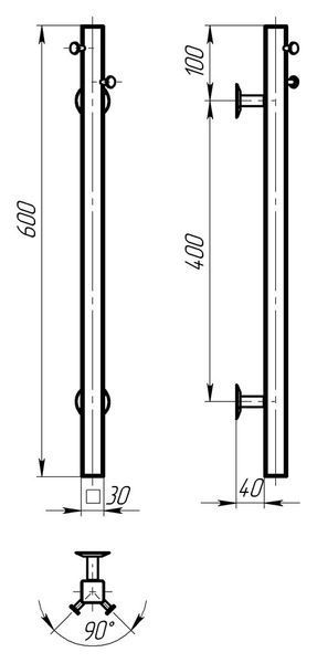 Рушникосушарка електрична Holly 30x600 Deffi нержавіюча сталь (Чорний, JD04) C.MB.60.30.E.B.U.2 фото