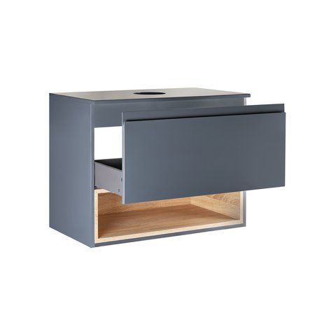 Тумба підвісна Qtap Robin 600х476х437 Graphite/Whitish oak зі стільницею QT1379TPН6002GWO QT1379TPН6002GWO фото