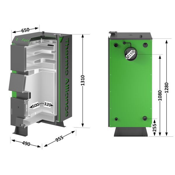 Котел твердопаливний сталевий Thermo Alliance Ferrum Plus V 4.0 FSF+ 20 FSFPLUS20V40 фото