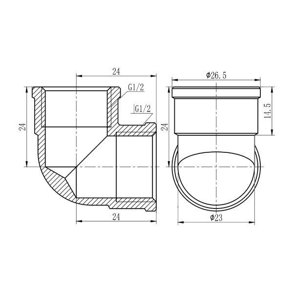 Кут SD Forte 1/2" ВВ хром SF368H15 SF368H15 фото