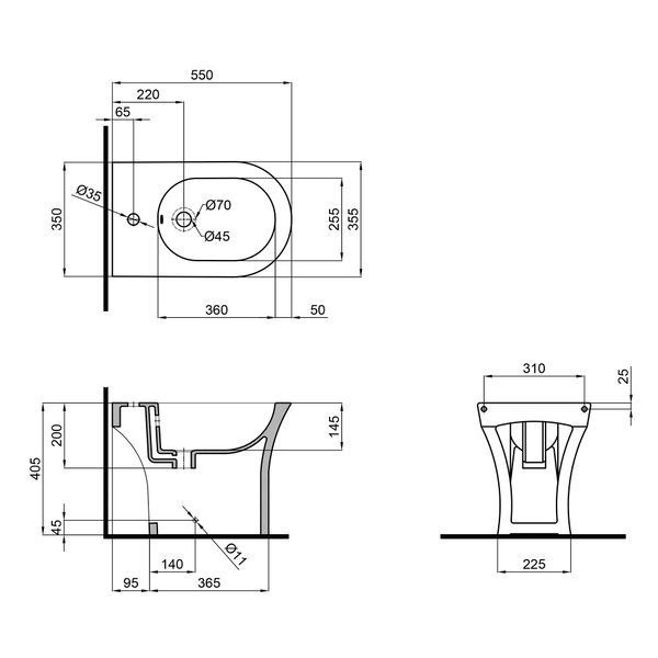 Біде підлогове Qtap Presto 540х340х400 White QT24441217C QT24441217C фото