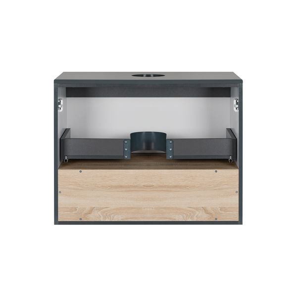 Тумба підвісна Qtap Robin 600х476х437 Graphite/Whitish oak зі стільницею QT1379TPН6002GWO QT1379TPН6002GWO фото