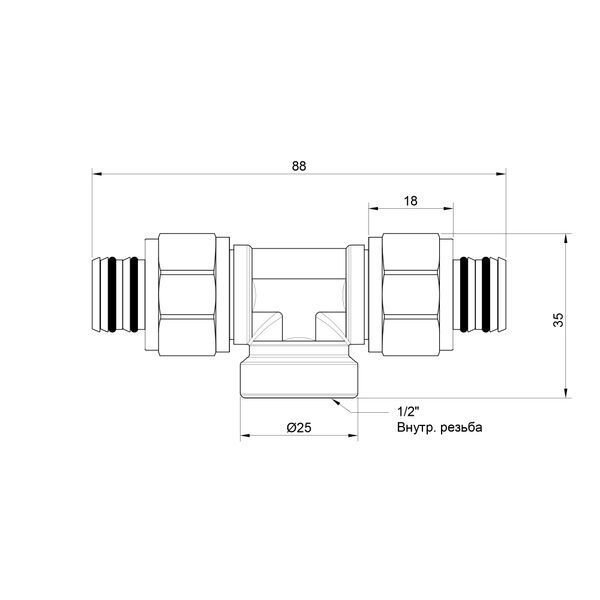 Трійник обжимний Icma 20х1/2"х20 ВР №548 81548RDBQ06 фото