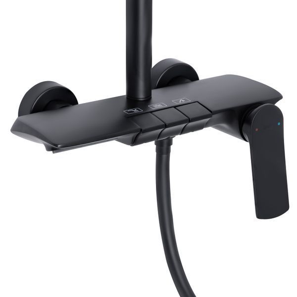 Душова система універсальна Qtap Slavonice на три споживача (з виливом) QTSLA111BLM45906 Black Matt QTSLA111BLM45906 фото