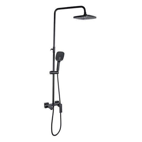 Душова система універсальна Qtap Gemini на три споживача (з виливом) QTGEM111BLM45686 Black Matt QTGEM111BLM45686 фото
