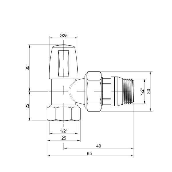 Кран радіаторний Icma 1/2" з антипротіканням кутовий без ручки №805+940 82805AD06940 фото