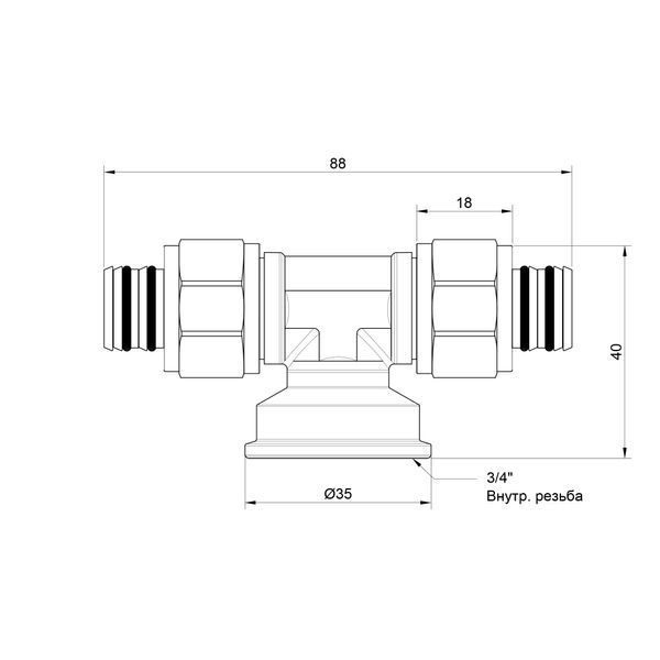 Трійник обжимний Icma 16х3/4"х16 ВР №548 81548REGH06 фото