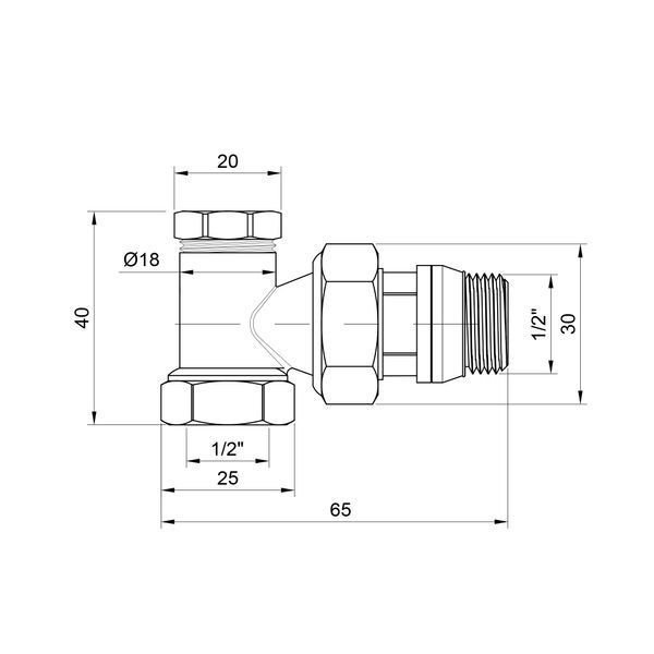 Кран радіаторний SD Plus 1/2" ВЗ з антипротіканням кутовий SD229W15 SD229W15 фото