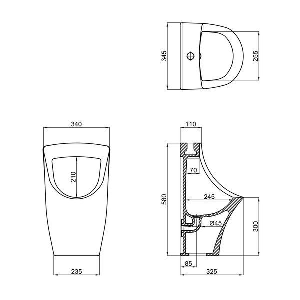 Пісуар підвісний Qtap Scorpio 350х325х580 White QT1488HDU580W QT1488HDU580W фото