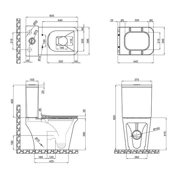Унітаз-компакт Qtap Kalao безобідковий з сідінням Soft-close QT08221213AW QT08221213A W фото