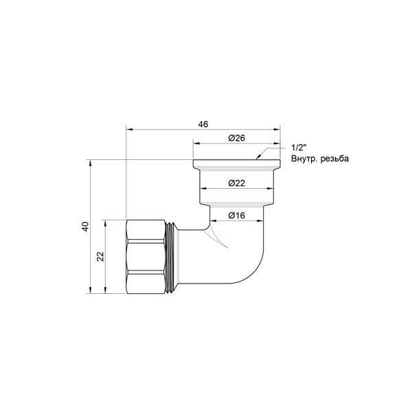 Кут обтискний SD Plus 16х1/2" ВР SD156W1615 SD156W1615 фото