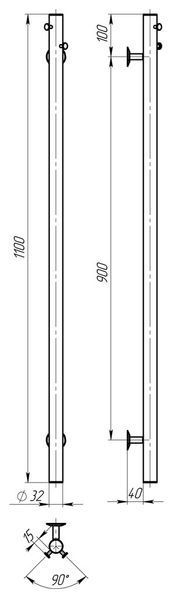 Рушникосушарка електрична Chloe 30x1100 Deffi нержавіюча сталь (Хром, JD03) C.MK.110.30.E.C.U.1 фото