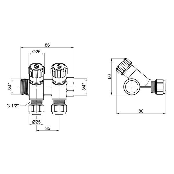 Колектор SD Plus 3/4" 2 виходи SD230W2 SD230W2 фото